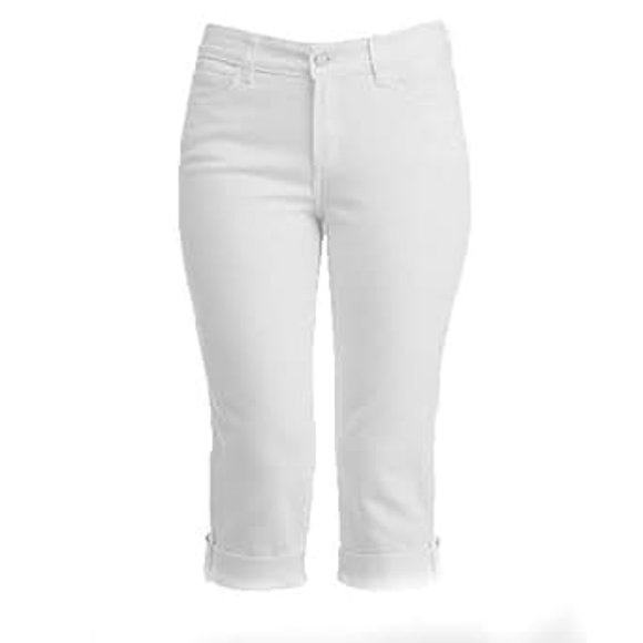 NYDJ-White Cuffed Capri Jeans-Sz 10 - Picture 1 of 11